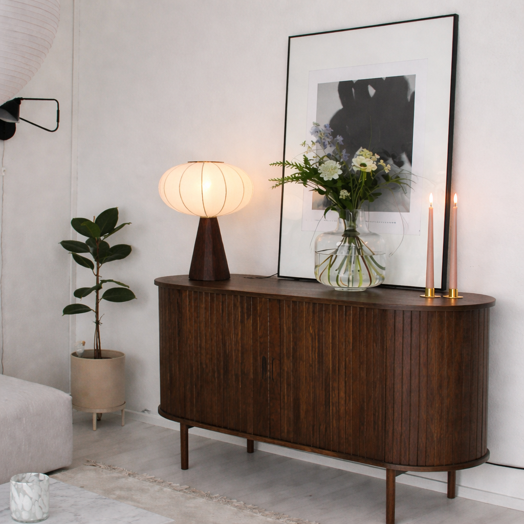 ORVELLA - Japansk Bordslampa i Trä & Textil