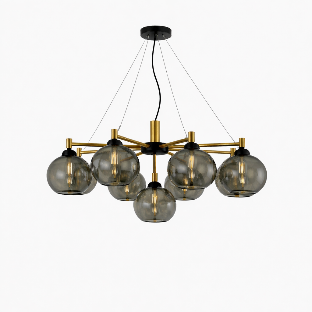 AURELIA - Lyxig Glasljuskrona i Röktonat Glas