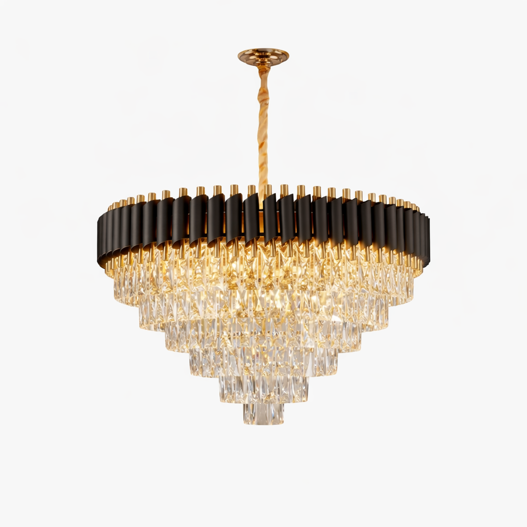 MIRANDA - Lyxig kristallkrona i svart & guld