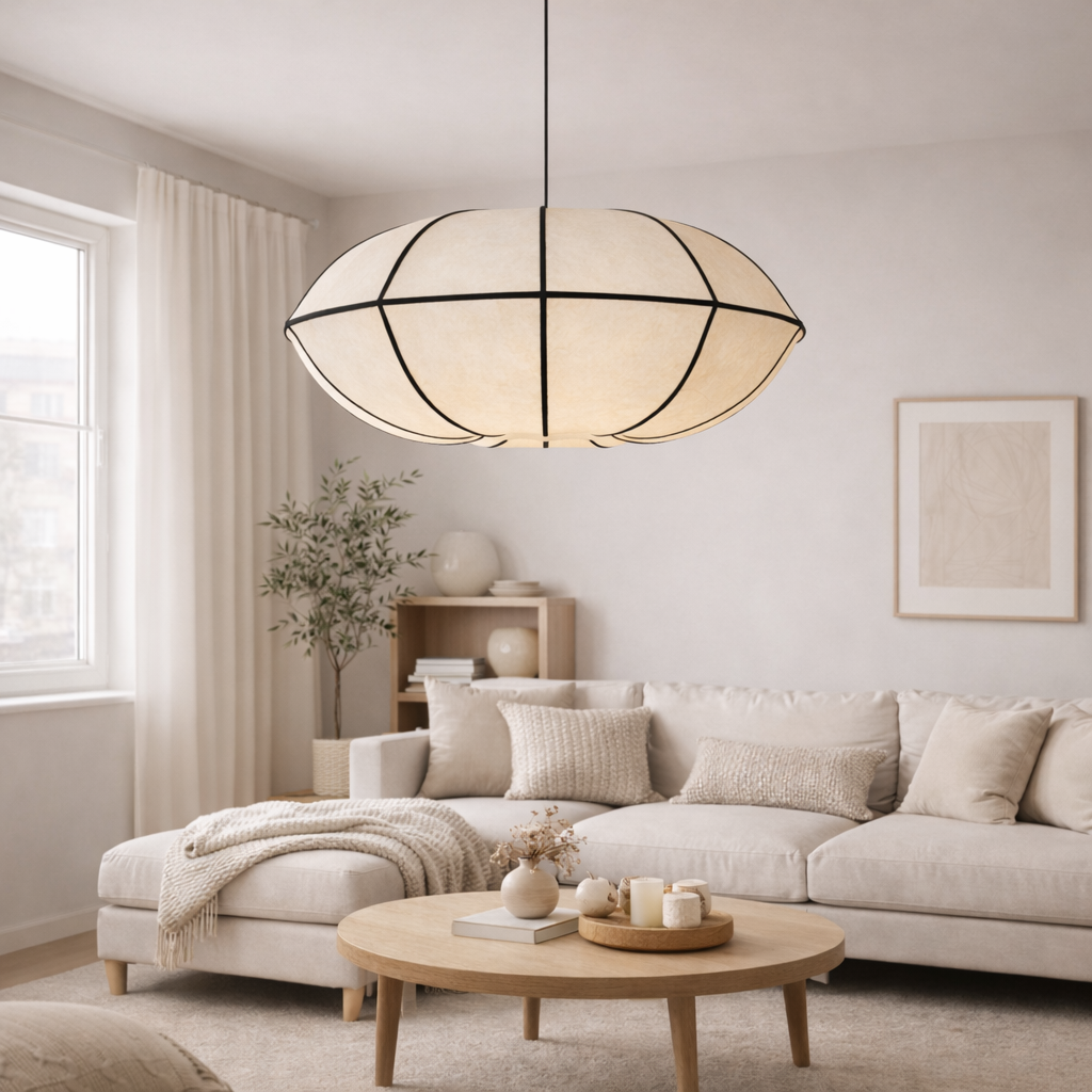 AVELIA - Skulptural Taklampa i Tyg – Mjuk & Modern Elegans