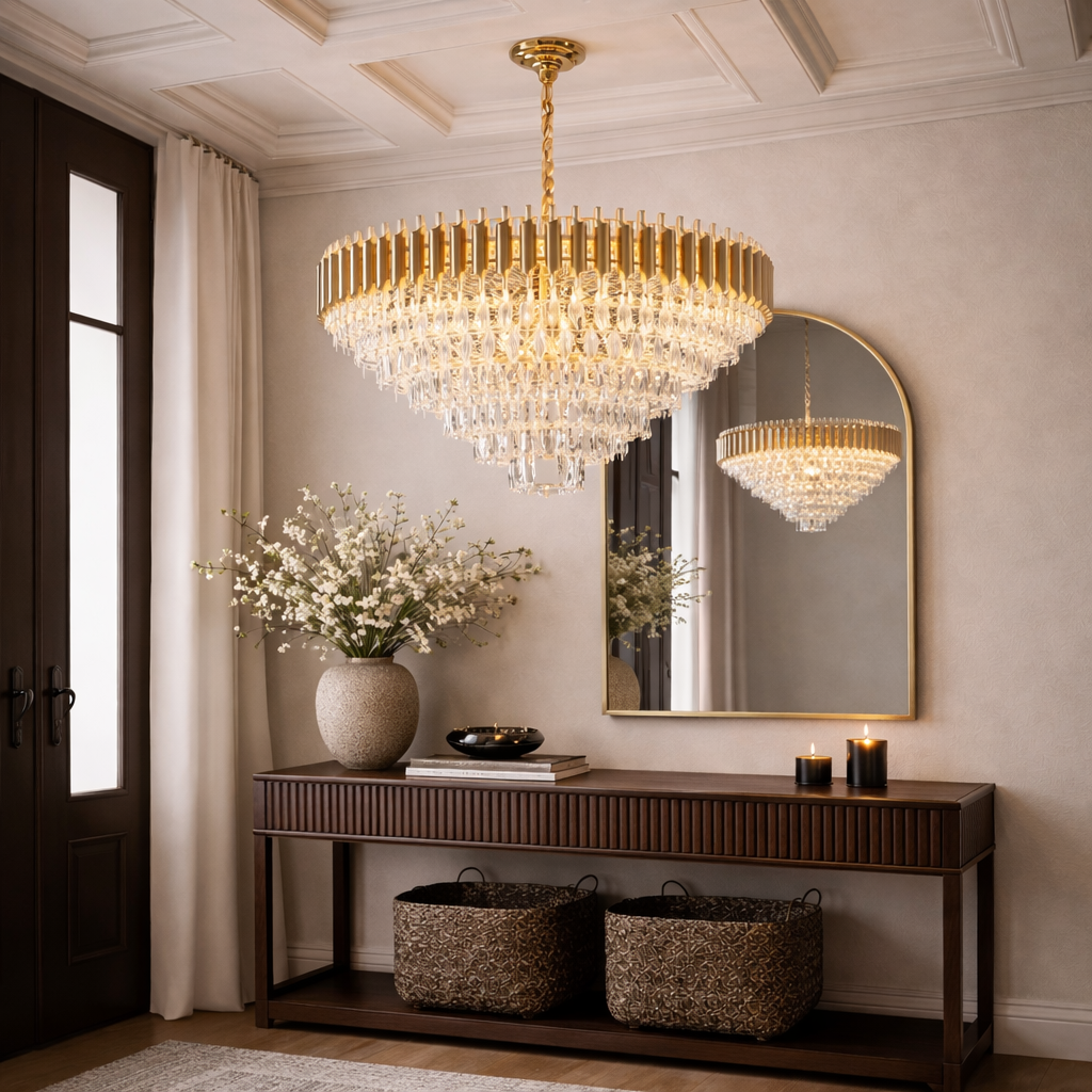 BELLORA - Lyxig Kristallkrona i Guld