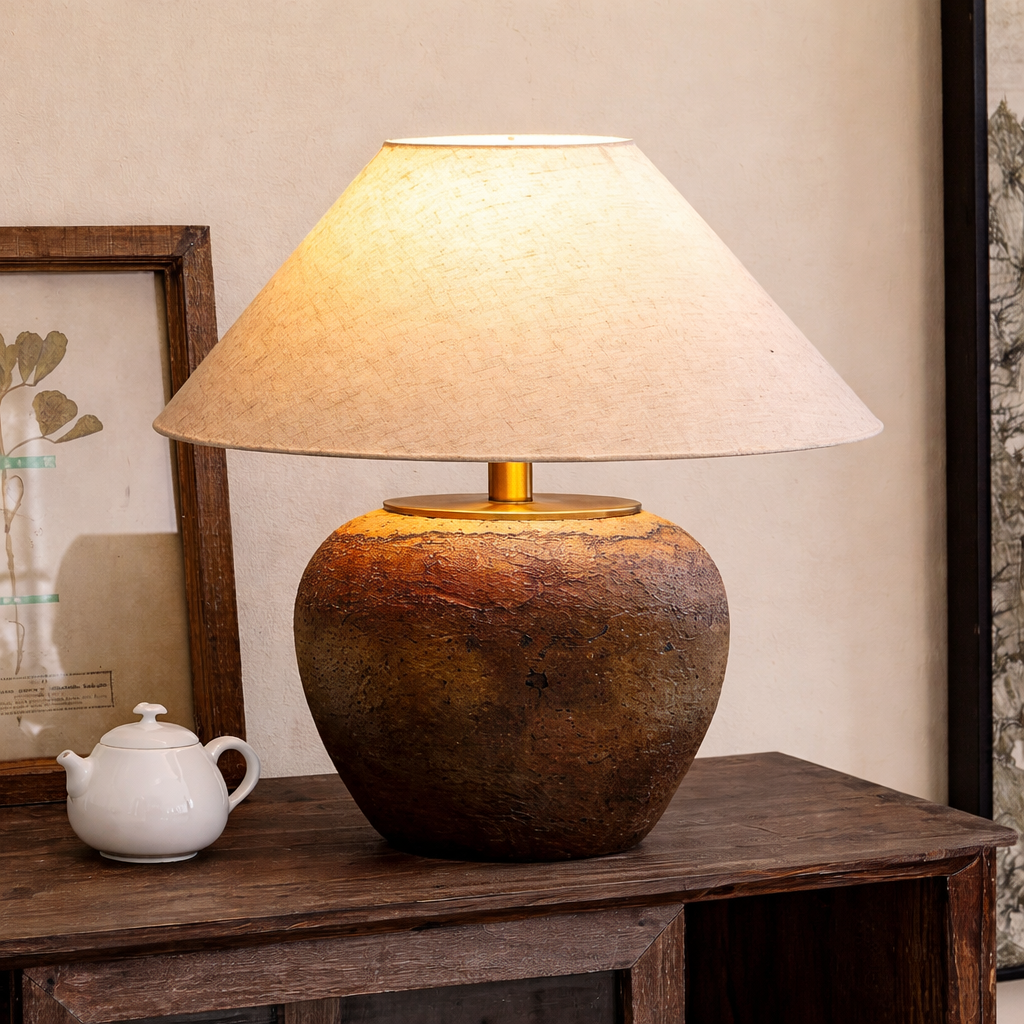 SORA – Japandi Bordslampa i Naturmaterial
