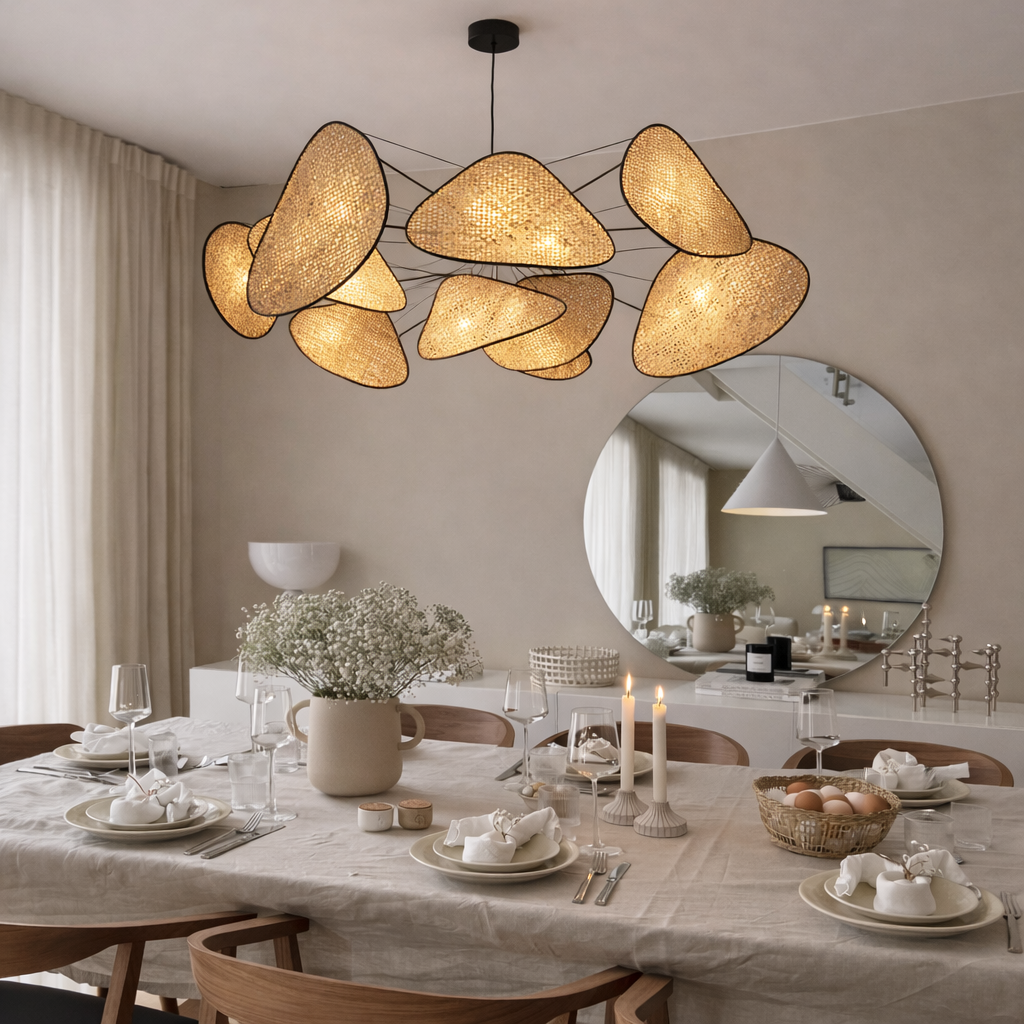 LUMIRA - Skulptural Taklampa i Naturmaterial