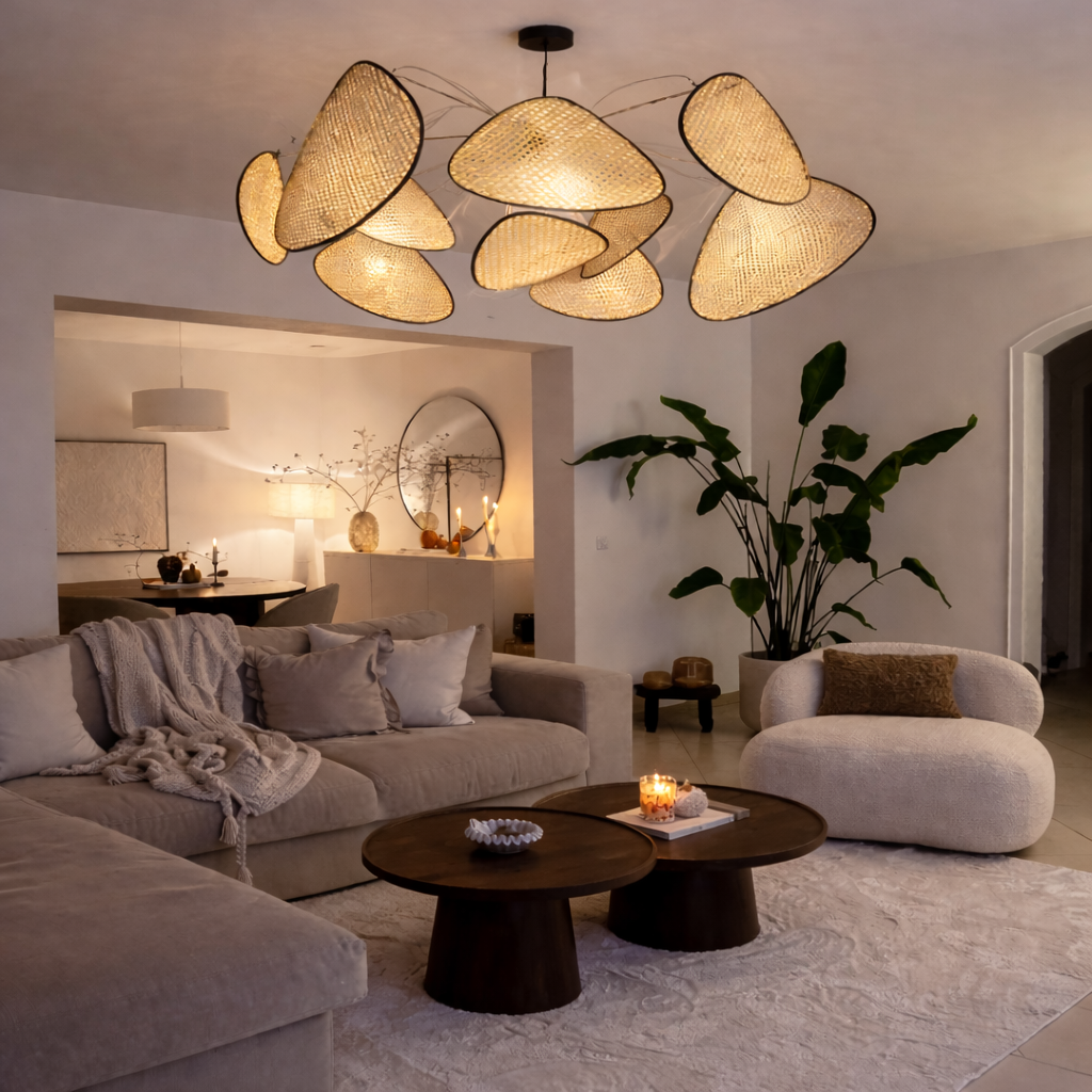 LUMIRA - Skulptural Taklampa i Naturmaterial