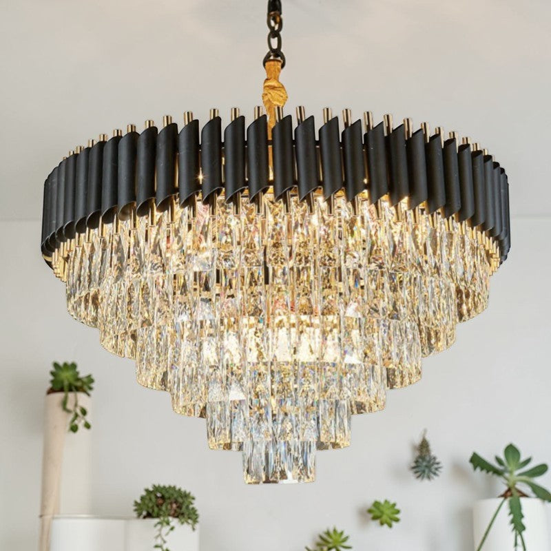 MIRANDA - Lyxig kristallkrona i svart & guld