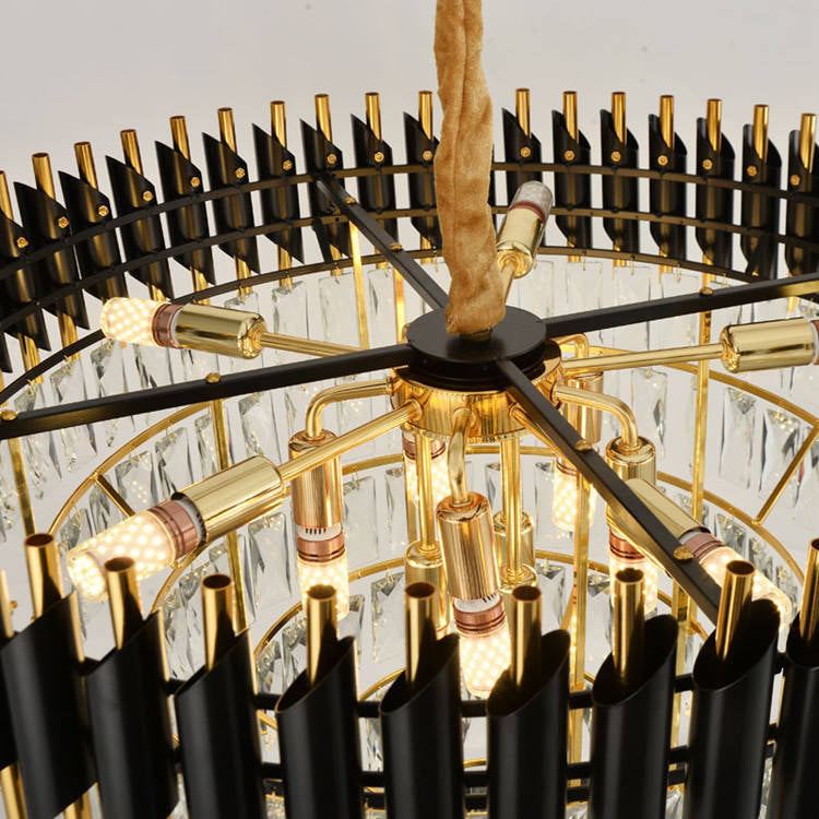 MIRANDA - Lyxig kristallkrona i svart & guld